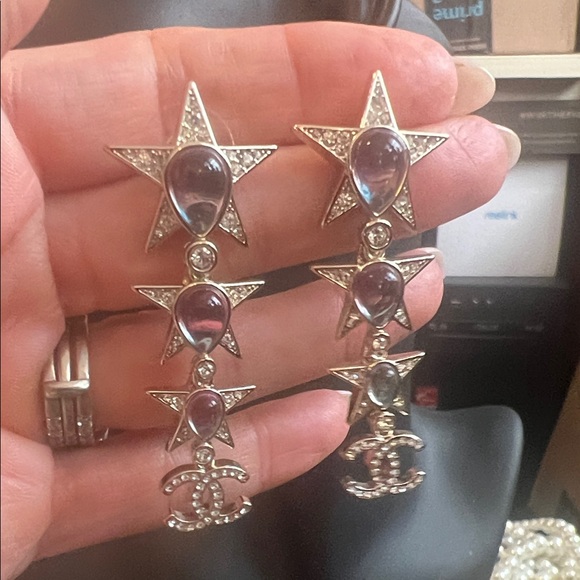 Silver and Pink Star Earrings - Picture 7 of 8